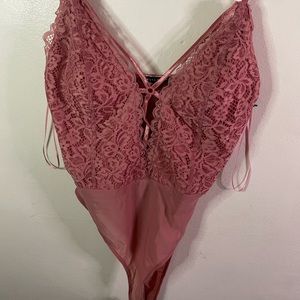 Lace pink bodysuit
